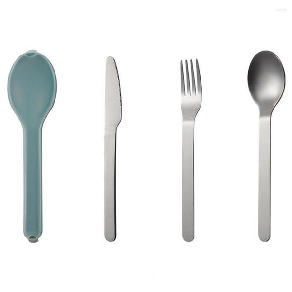 Geschirrssätze 1 Set Utensils Anti-Scald Tragbare einfach zu reinigen langen Löffel-Gabel-Schnittwaren-Besteck für Camping