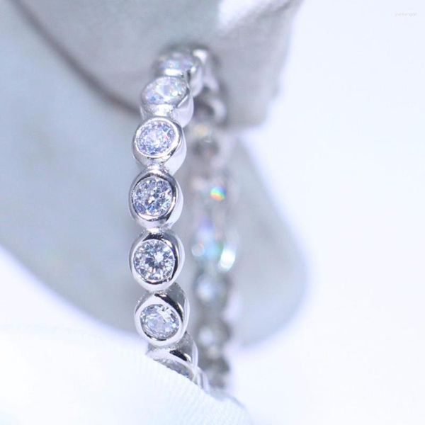 Cluster -Ringe funkelnden Luxusschmuck rein 925 Sterling Silber Stapel Weiß klar 5A Kubikzirkonia Frauen Hochzeitskreis Ring Geschenk