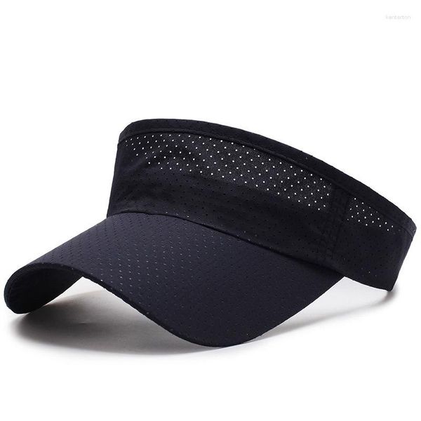 Top kapakları yaz nefes alabilen hava güneş şapkaları erkekler kadın ayarlanabilir vizör UV koruması üst boş katı spor tenisi koşu güneş kremi şapka