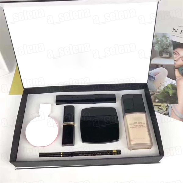 Set di trucco del marchio 15 ml di profumo rossetto eyeliner mascara liquid Foundation 6 in 1 kit cosmetici