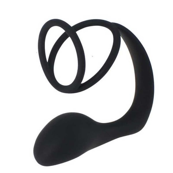 Massageador de silicone anal plug erótico masculino próstata duplo anel de pênis bunda para homem adulto galo