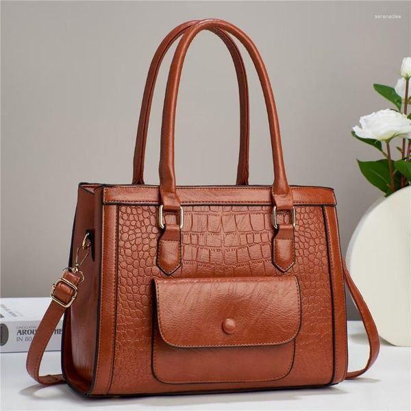 Bolsas noturnas textura de moda de grande capacidade diariamente ombro crossbody 2023 feminino bolsa bolsa de crocodilo padrão de couro satchel