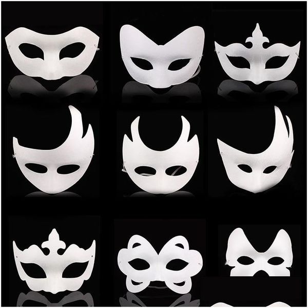 Partymasken weiß unbemaltes Gesicht einfach/leeres Papier PP Maske DIY Tanz Weihnachten Halloween Masquerade Za4617 Drop Lieferung Hausgarten DH3YT