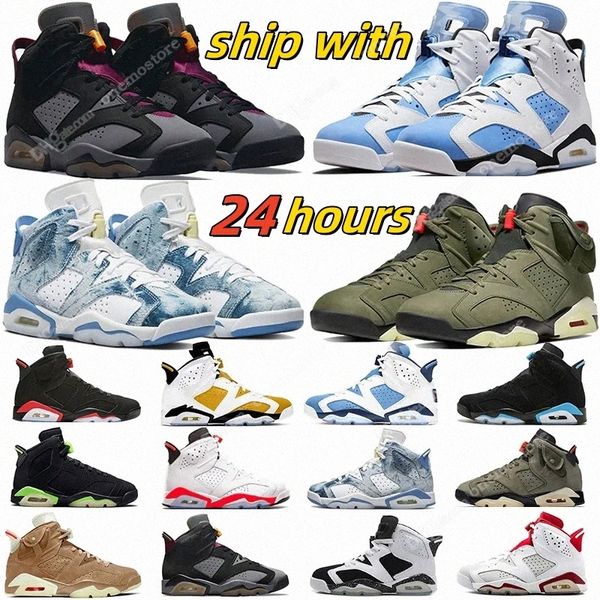 Jumpman 6 Scarpe da basket Scarpe da esterno Og 6s Travis British Khaki UNC Black Phantom Blue Blue Pink Giallo Gollo Goldd Bronzo verde marrone F2GN#