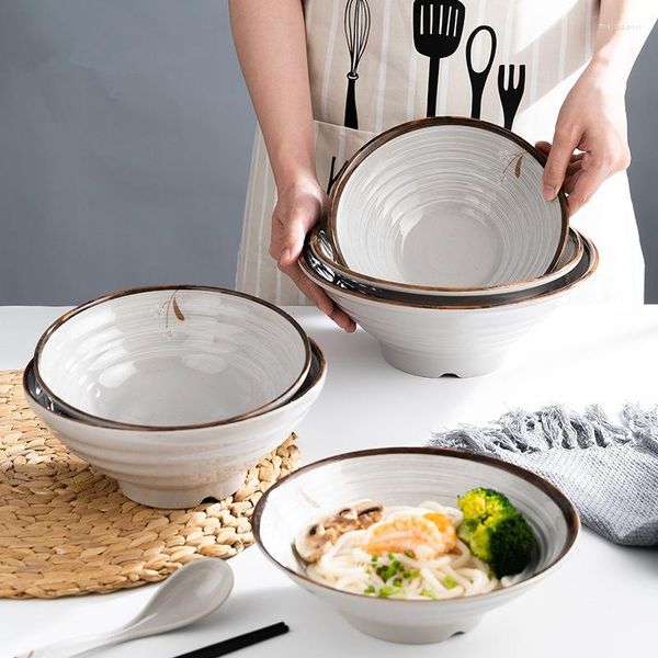 Tigelas tigelas japonês estilo melamina tigela tigela de plástico Sopa espessada espessada de grande capacidade de tamanho multi-tamanho de mancha de mesa de cozinha de arroz