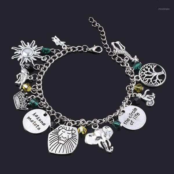 Charm Bracelets Anime Das Löwenking -Armband Simba Tree of Life Elefant Anhänger Armreifen für Frauen Mädchen Mode Schmuck Geschenk1262o