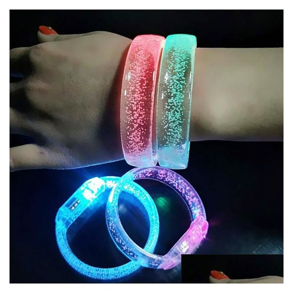 Decoração de festa LED favorece a venda direta de MTI Bubble de colorido Flashing Up Glow Fashion Rave Bracelet Bangle LX0037 Drop Delivery Home Dhey2