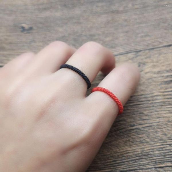 Кластерные кольца счастливая красная веревка, сотканная для женщин, мужчины ручной кольцо, кольцо, дружба, мода мода, украшения