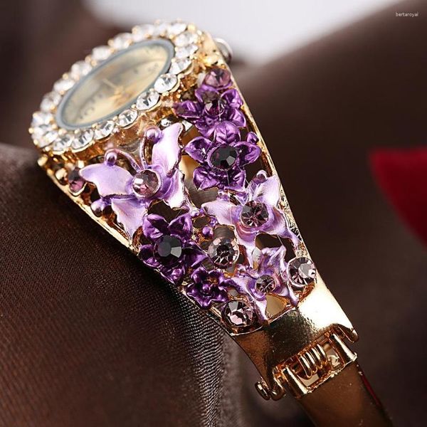 Principais relógios de luxo Quartz Women Women Women Women Ladies Rhinestone Crystal Bracelet Watch Watch Relogio feminino