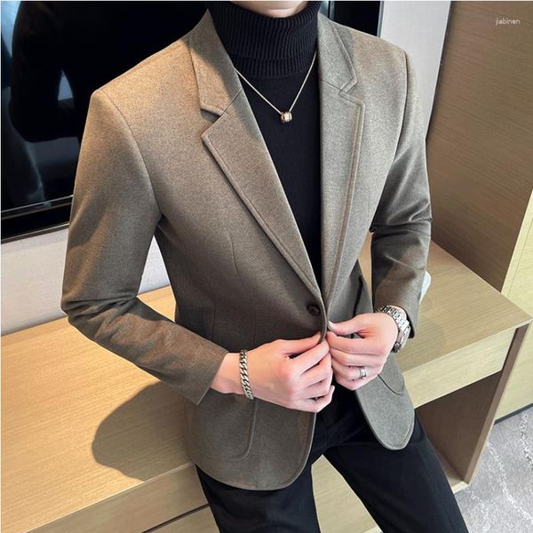 Erkekler Suits Yüksek kaliteli yün kumaş Kore ceket moda trend boş zaman iş ince blazer sonbahar ve kış kuyruk kat