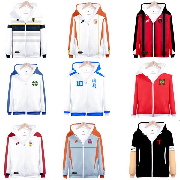 Felpa con cappuccio maschile con cappuccio 3D Capitano anime di anime Tsubasa Ozora Kojiro Hyuga costume unisex con cappuccio con cappuccio con cappuccio con cappuccio maglie da calcio uniforme 230821