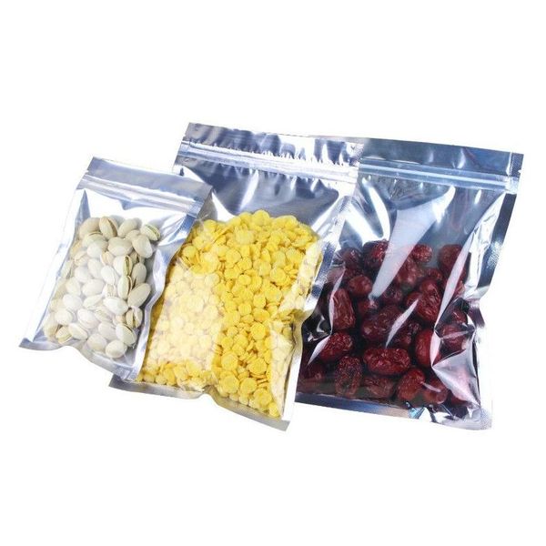 Depolama torbaları 50pcs/lot berrak alüminyum folyo torbası Siery metalik plastik ambalaj çantası gıda çayı şeker kurabiye pişirme lz639 del dhdij