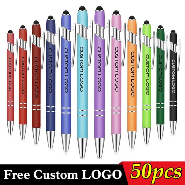 Kugelschreiber 50 PCs Metall Business Ballpoint Universal Drawing Touchscreen Stift Stift Custom School Office Supplies kostenloser gravierter Name 230821