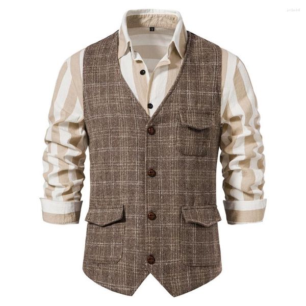 Coletes masculinos masculino tweed coletes de tweed de tweed vintage coletcoat cistas -inglaterra no estilo lençóis para casamento