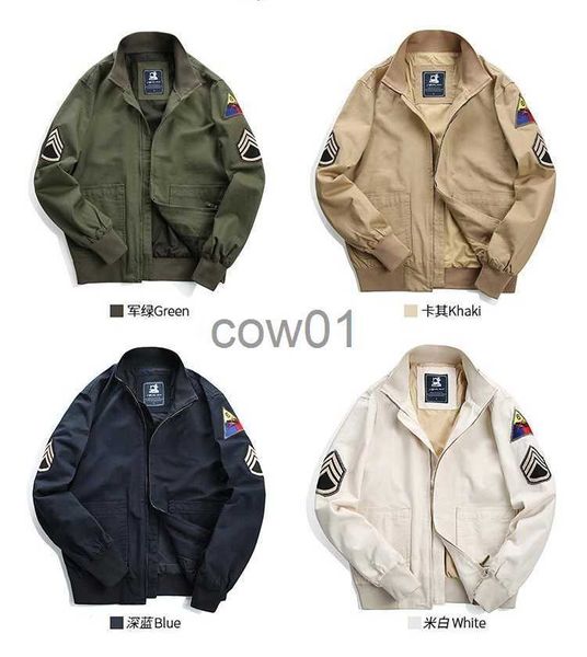 Mens jaquetas jaquetas masculinas Fury Brad Pitt Segunda Guerra Mundial Jackets Militares do Exército dos EUA Jackets Khaki Cotton Combat Outwear Uniformes Spring Autumn Casacos leves 2 J230822