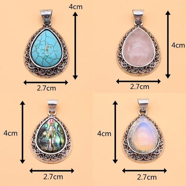 Colares pendentes vintage rosa quartzo opala abalone casca de água forma de pedra natural, fabricando brindes de colar de diy acessórios de jóias