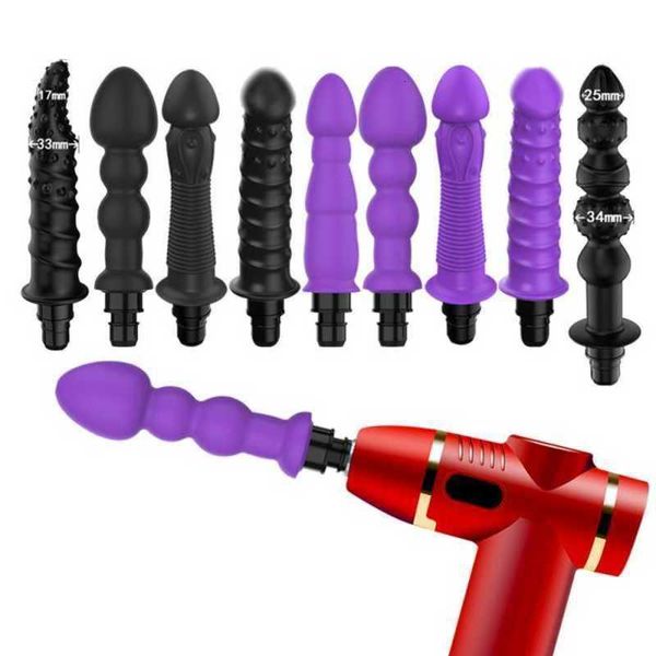 Massaggiatore Massaggiatore Testine di pistola Vibrazione Dildo Pene Vibrazione in silicone per adulti per vibratori a percussione fascia Uomo femminile