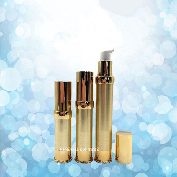 15pcs Portable Airless Pump Bottle Essence Gold Colore Gold Contenitore cosmetico vuoto 15ml 20ml 30ml SSCIM