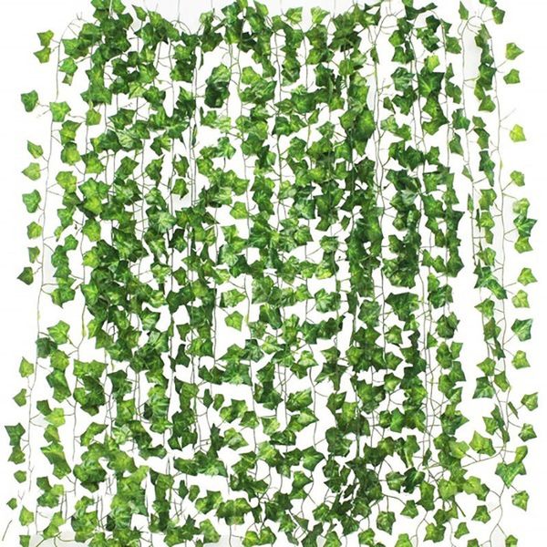 Faux floralgrüne 12pcs 2m Ivy Grün gefälschte Blätter Girlanden Pflanze Rebe Laub Wohnkultur Plastik Rattan String Wanddekoration Künstliche Pflanzen 230822