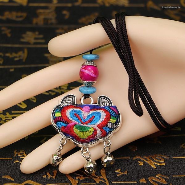 Anhänger Halsketten lange Perlen Frau Boho Halskette Bohemian Style Life Lock gestickt für Frauenkragen