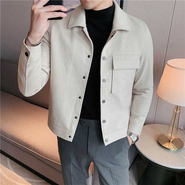 Giacche da uomo Autunno inverno New Woolen Giacca di lana da uomo Slip Slip Short Short Casual Jacket Streetwear Business Social Overcoat Coat 3XL-M J230821