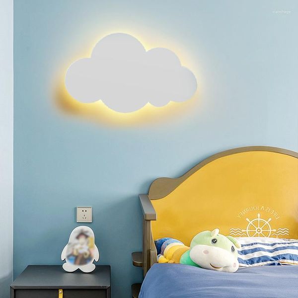 Wandlampe minimalistische LED -Lampen modern für Mädchen Kinder Schlafzimmer Wohnzimmer Kinder Acryldekoration Blau rosa weiße Wolke 110V 220 V