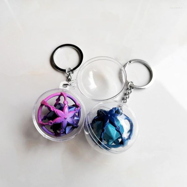 Keychains genshin imapct metal tridimensional anel de chave de anel pingente sólido colecionáveis