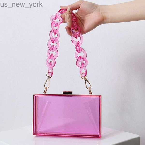 Totes lila Handtaschen klare Acryl -Kupplungsbeutel für Frauen -Geldbörsen und Handtaschen kleine transparente Luxusdesigner Crossbody Taschen HKD230822