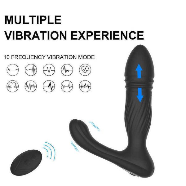 Männliche einziehbare Prostata Anal Plug Masturbation Desire Lindering Vibrationsstange drahtlose Fernbedienung Vestibular Massagarme