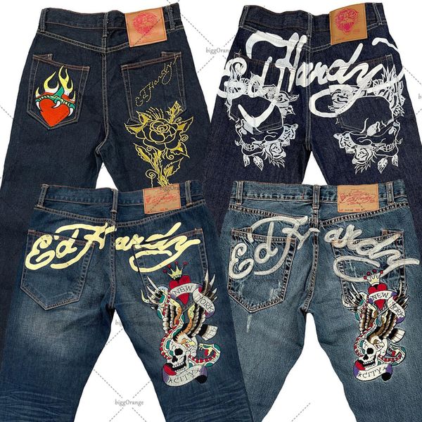 Jeans masculinos de estilo europeu e americano Hip Hop High Cintura Jeans de Operações Men Y2K retro Harajuku Rock solto de perna larga calças 230821