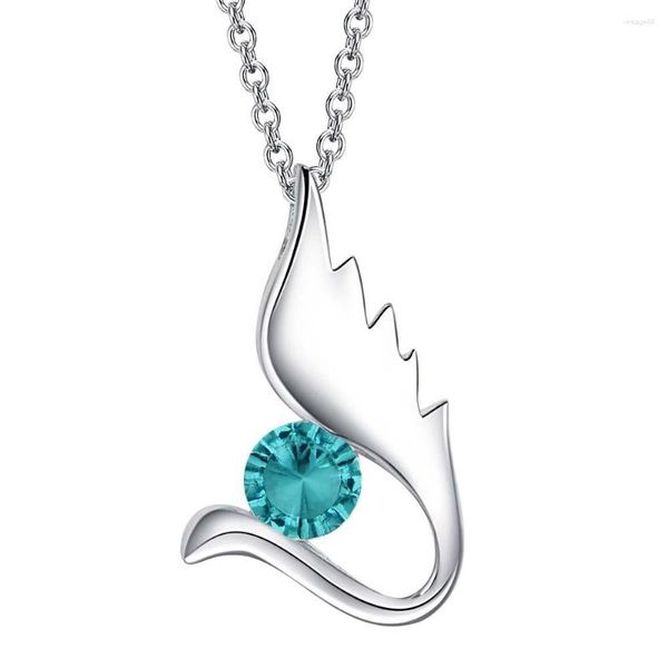 Correntes Angel Wing Blue Zircon Silver Plated Colares Sale colars pingentes /gthrkoaw ruasiorg