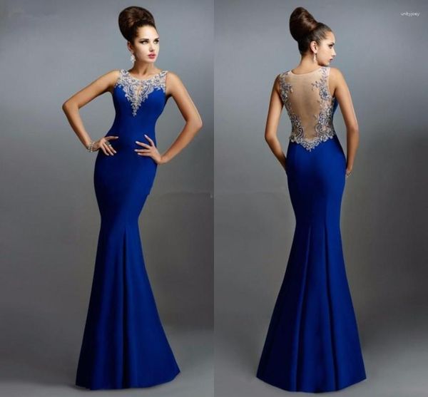 Платья для вечеринок сексуально без спины Vestido de Festa 2023 Мода с бисером с бисером, длинное королевское голубое русалочное платье для выпускного платья, выпускное платье