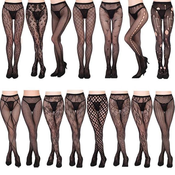 Calças de pesca de tamanho grande meias de rede de mulheres malha feminina lingerie decoração de renda branca meias apertadas meias sexy de roupas ho2960