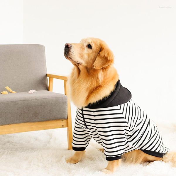 Hundekleidung Big Stripe Hoodie Kleidung Anti -Shedding Medium und große Pullover -Winterkleidung mit Fleece für Wärme