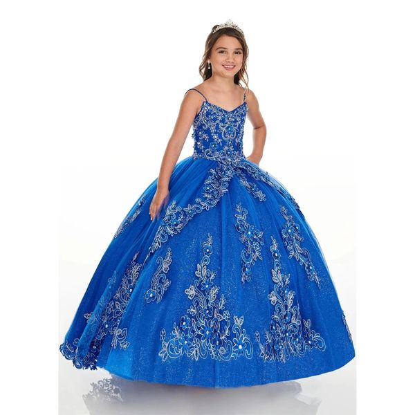 Королевское синее мини-бальное платье Quinceanera, тюлевые аппликации, расшитое бисером платье с цветочным узором для девочек на свадьбу, пышные платья для детей 328 328
