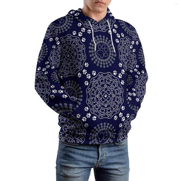 Erkek Hoodies baskı mandala gevşek soyut sanat klasik kazak hoodie erkekler uzun kollu serin grafik kapüşonlu sweatshirtler büyük boyutta