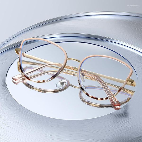 Occhiali da sole Design classici Design nero Lady White Cat Eye Metal Frame Pochromico Anti -Blue Light Hyperopia Reading Glasses da 0 a 6