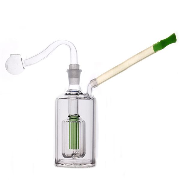 100pcs portáteis de óleo de vidro portátil Bongue a água de água em linha matriz em linha pyrex reciclador claro Reciclador Dab Rig Catcher Bongs para fumar com óleo de unhas de óleo macho