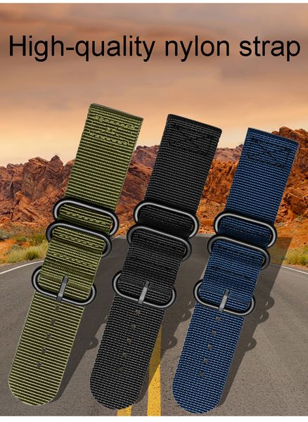 Посмотреть полосы Canvas Nylon Watch -полоса черная голубая армия зеленый спортивный ремешок на открытом воздухе 18 мм 20 мм 22 мм 24 мм 26 мм ремня для часов Braslet Bracelet Accessories 230821