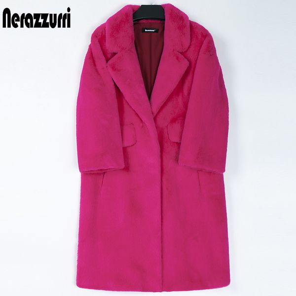 Pelliccia di pelliccia faux nerazzurri inverno cappotto rosa lungo donna in lavano caldo spesso nero morbido soffice giacca soffice sciolta alla moda coreana 230822 230822