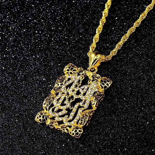 Collane a sospensione collana in stile islamico arabo per le scritture musulmane della catena musulmana intarsiate accessori placcati in oro