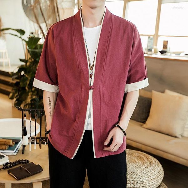 Camicie casual maschile abiti da uomo 2023 camicia hanfu abito giapponese camicetta kimono camicetta cinese in stile cinese camice da streetwear cardigan