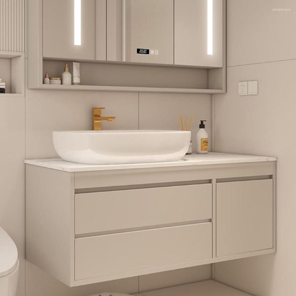 Accessorio per bagno set ceramico bacino mobile da bagno sul bancone in ardesia specchio intelligente combinato