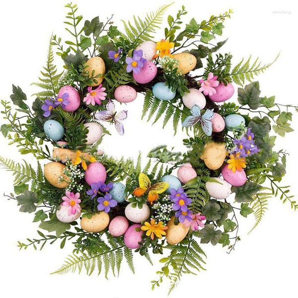 Dekorative Blumen 5 Styel Bogenband Ostern Eier Kranz Girlande Tür Ornamente Wanddekoration Happy 2023 Day für Heimkinder