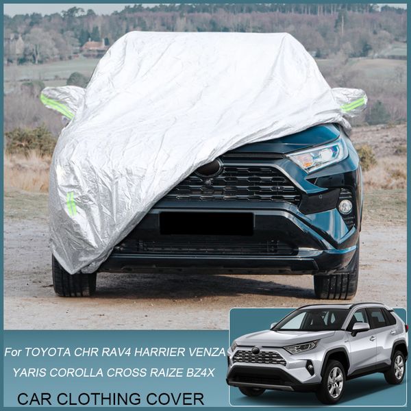 Capa de carro chuva neve pó à prova d'água para Toyota BZ4X Chr Corolla Yaris Cross Harrier Venza Highlander Kluger RAIZE RAV4