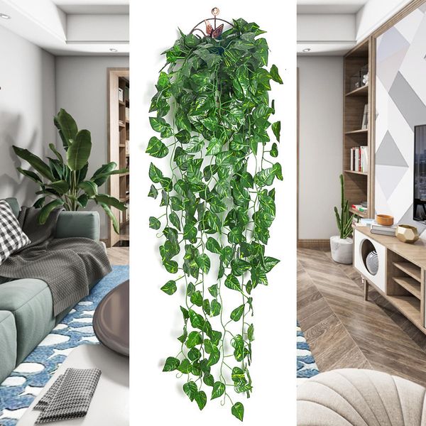 Faux Blumengrün 90 cm künstliche grüne Pflanze Hängende Evyblatt Seetieschisch Blume Weinrebe Hausgarten Wand Zaun Party Dekoration 230822