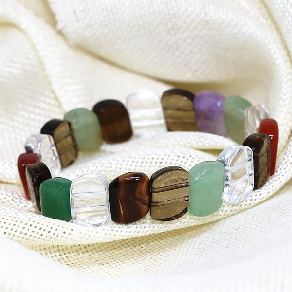 Perle di mix naturale di top di alta qualità a fila di pietra naturale 10 mm affascinanti donne alla moda festa di moda vintage braccialetta 7.5 pollici b1692