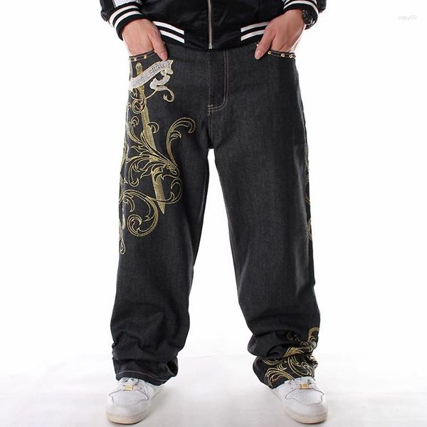 Jeans masculinos outono e inverno plus size bordou o hip-hop 8xl 7xl 6xlfashion skateboard solto e jeans gordos.