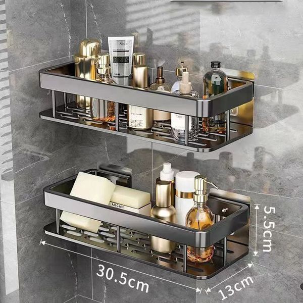 Scaffali del bagno Scaffali da bagno senza pugno Scaffali da bagno a muro shampoo Storage Rack per supporto per la cucina Accessorio per bagno in alluminio quadrato 230821