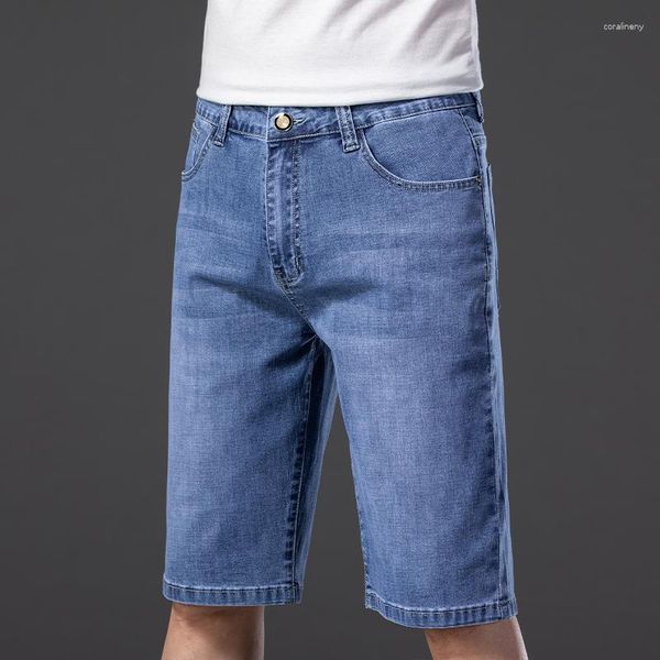 Shorts masculinos de jeans mais tamanhos 42 44 46 Summer Classic Style Fit Regular Casual Cotton Casual Blue Short Short Male